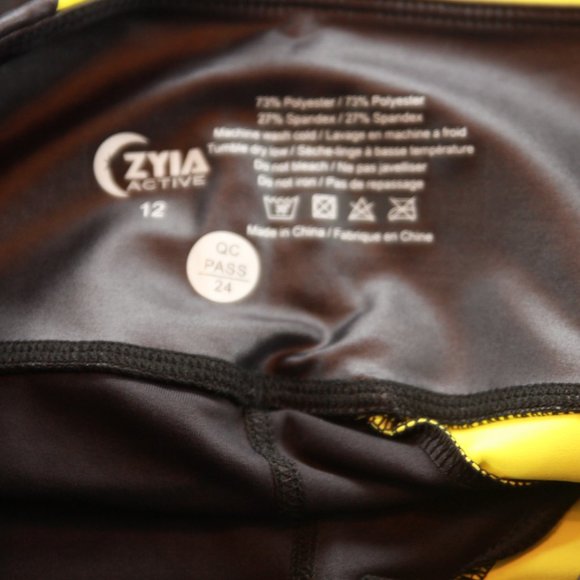 Zyia Light n Tight Leggings High Rise 7/8 Length Yellow Black NWT Size 12 - Picture 4 of 5